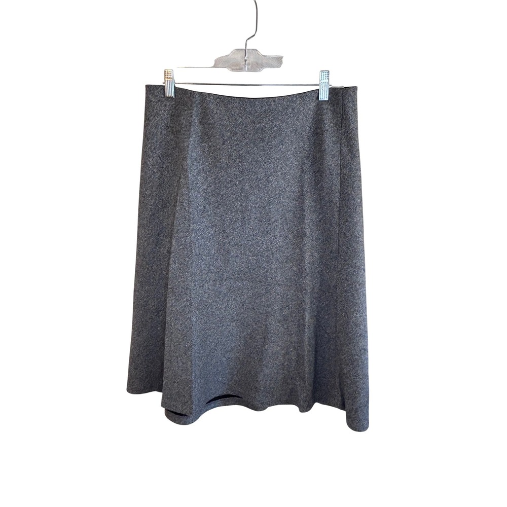 Ann Taylor LOFT Grey Heathered Cotton A-Line Midi Skirt Career Office Womens M